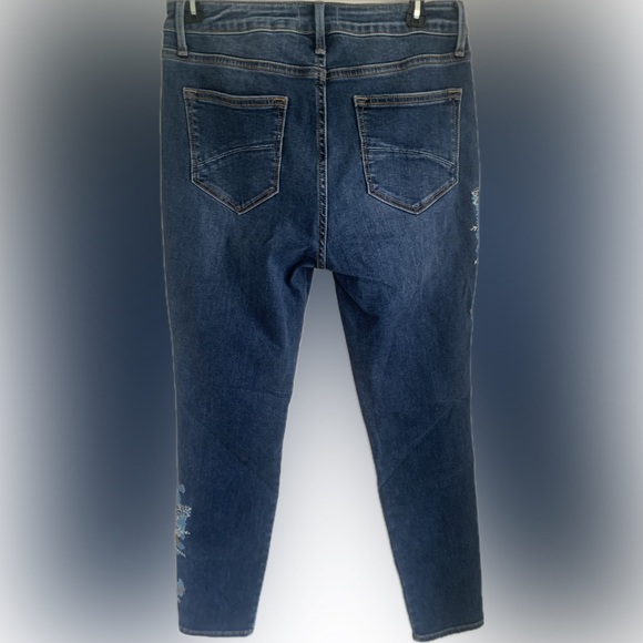 Driftwood Women's Jackie skinny embroidered Blue Floral ankle Jeans size 28 - Picture 7 of 15